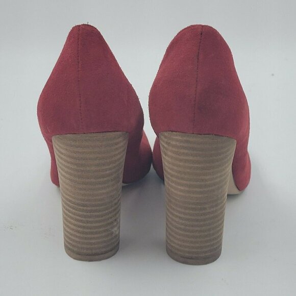 Steve Madden Katrin Red Suede Stacked Block Heel Women's Pumps Shoe Size 7.5M - Picture 4 of 11